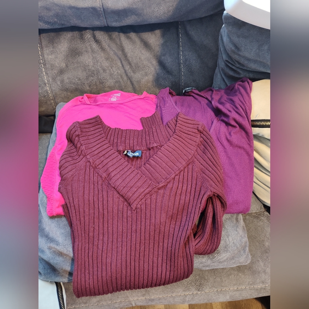 Bundle 3 Tops Stylish Burgundy and Pink Women's SZ Small Good Condition